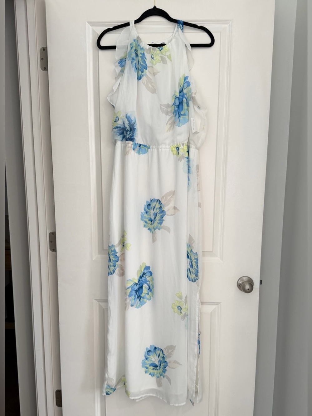 Old Navy White Maxi Dress with Blue Floral Strap